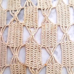 Antique Crotchet Lace Bandana Triangle Scarf Cream colored cotton Doily Fairycor